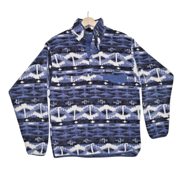 Patagonia Synchilla Snap-T Fleece Pullover Blue Aztec Print Size M - Picture 2 of 8